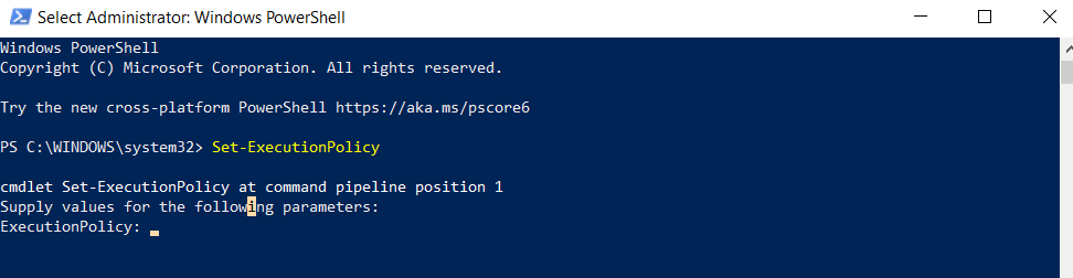 Next Step to use powershell sleep command is to use Set-ExecutionPolicy command