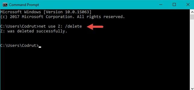 Step 4 to Remove a Network Share Windows is to Use Command Prompt