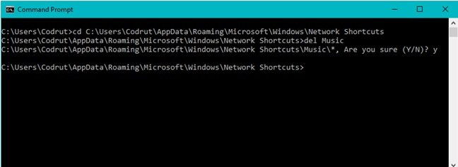 Use the Del (Delete) Command to Remove the Shortcut for the Network Mapping