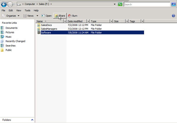 Step 2 to auto install exe file with GPO is to click on the Share button