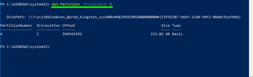 Get hard drive information powershell. Display section C information