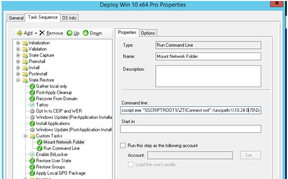 Mount Network Folder fill in command line field