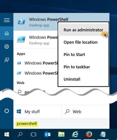 Step 1 to Uninstall Software in Windows 10 is to Open Powershell