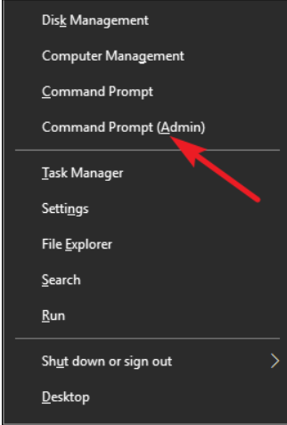Open a command prompt as an administrator