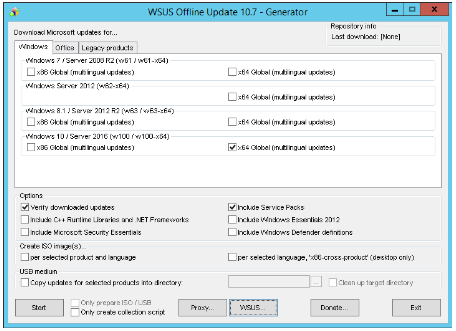 WSUS Offline Update Step 1 to use WSUS Offline Update tool is to Select the version of Windows
