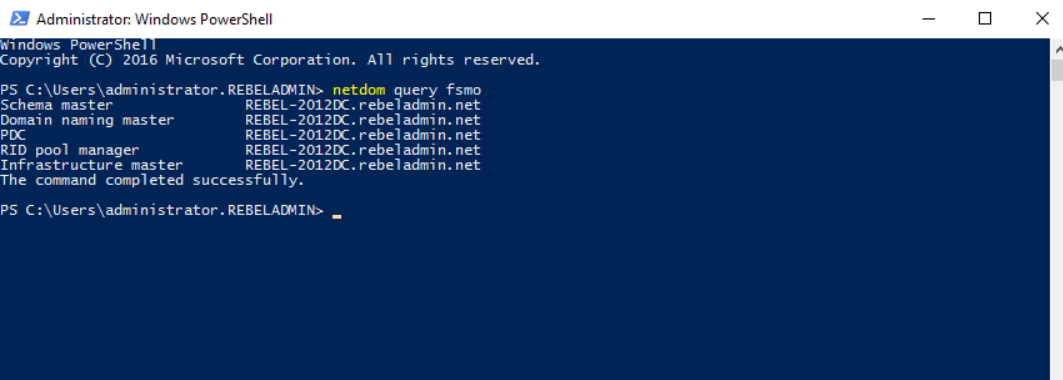 netdom query FSMO NTP via Powershell. Use netdom query FSMO