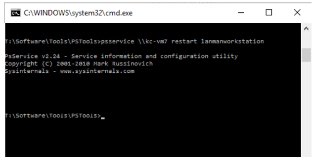start stop service psservice to restart service