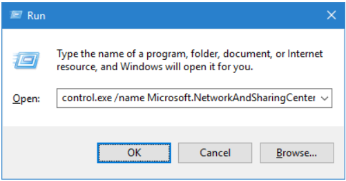 type control Open Adapter Settings