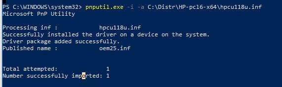 Next step to Work With Remote Network Printer is to using utility pnputil