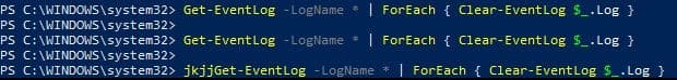 Solution 2 to Clear Event Viewer to use Clear-EventLog command