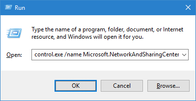 Microsoft NetworkAndSharingCenter Open Adapter Settings