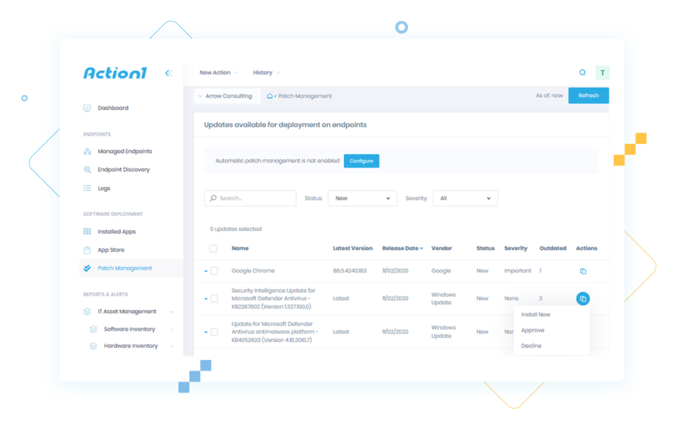 Deploy Windows Updates Remotely Action1 RMM