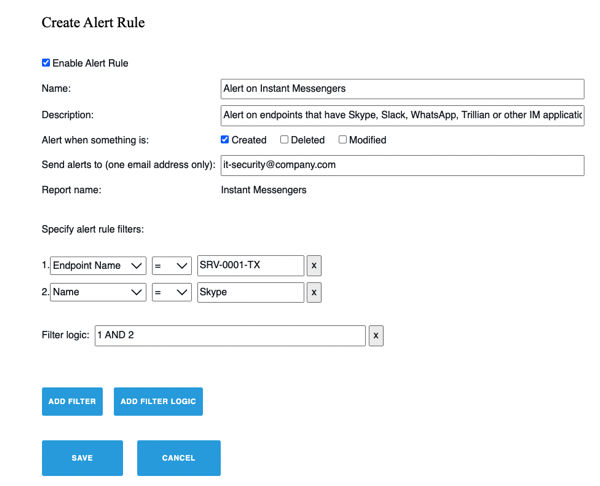 create-alert-logic software asset inventiory action1 tool feature