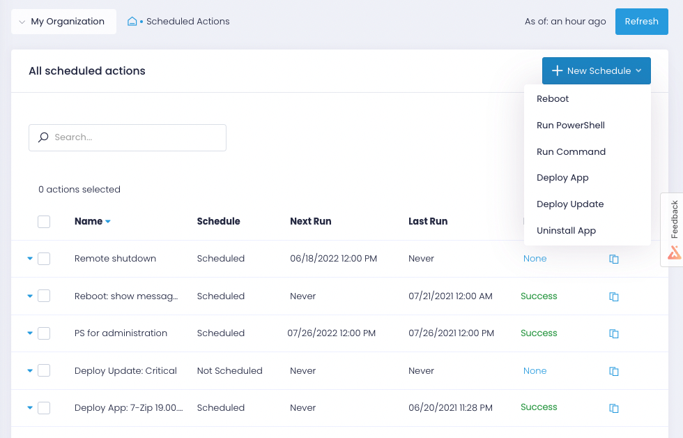 Action1 enables users to see all scheduled actions