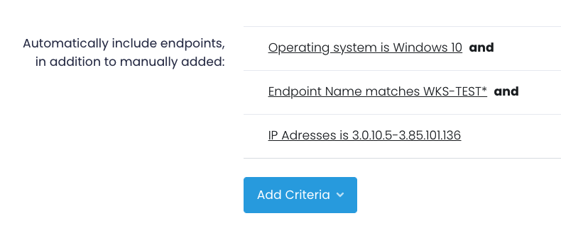 Criteria for adding endpoints to the group