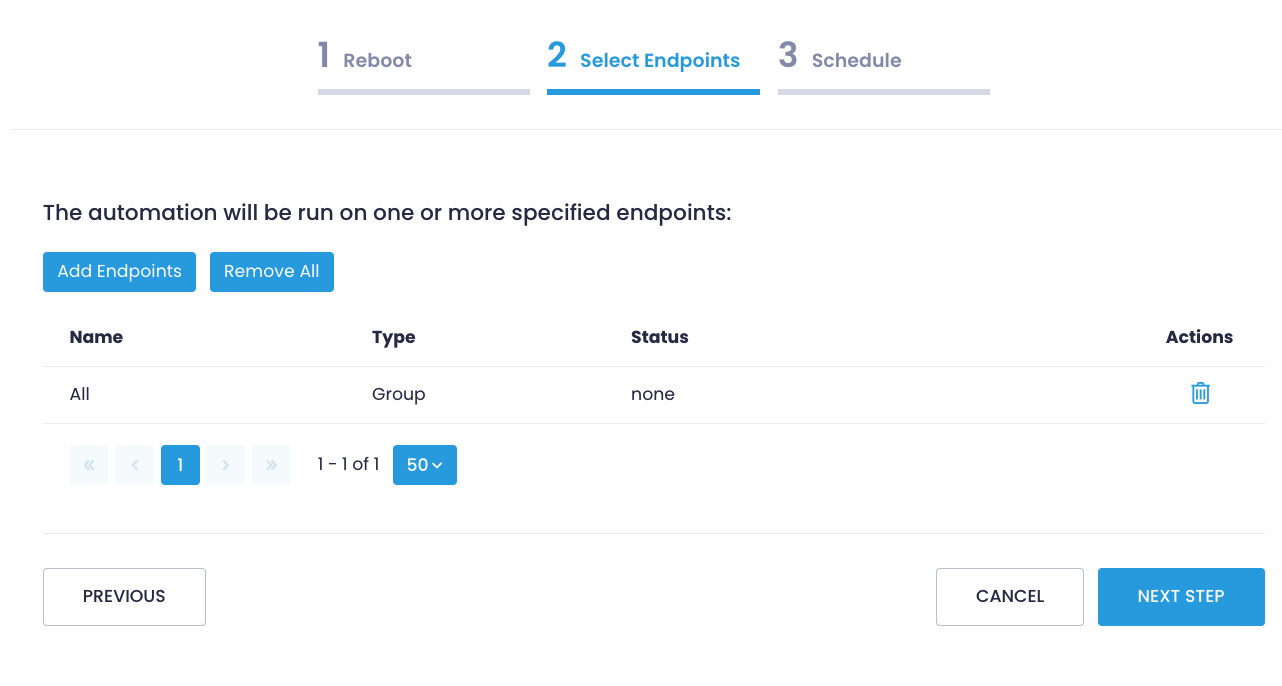reboot-step2 Select endpoints for automation