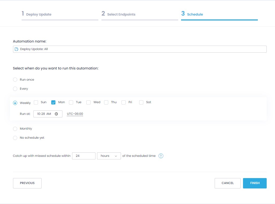 Deploy Update Step 3 - Schedule