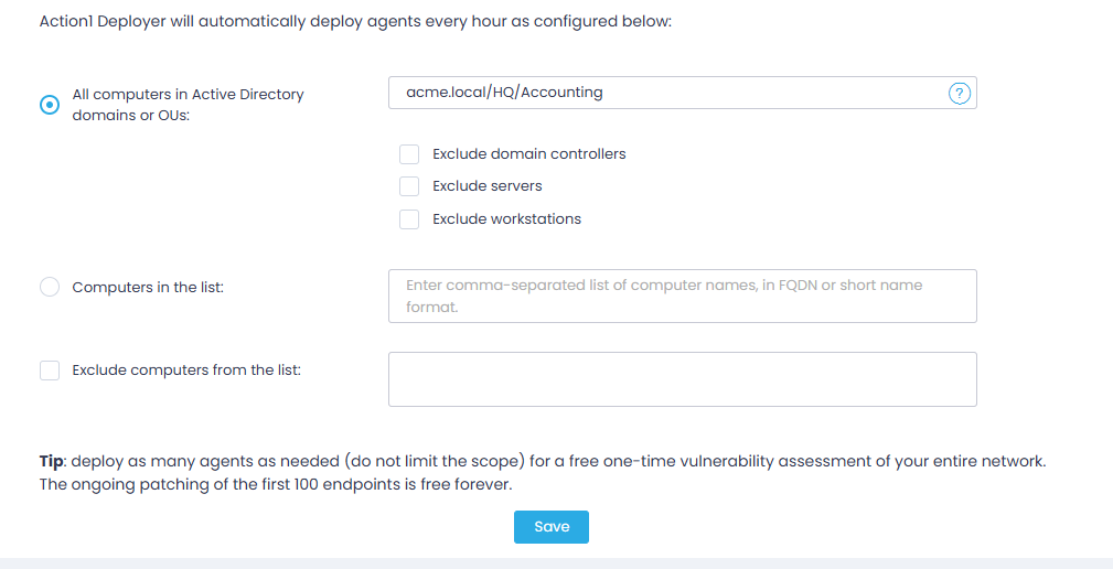 A1 Deployer Wizard - 3 Action1 Deployer - step 3