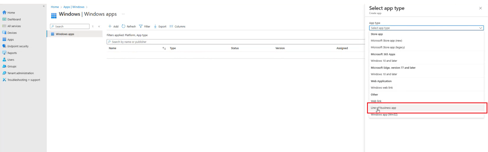 select_app_type Select Office apps.