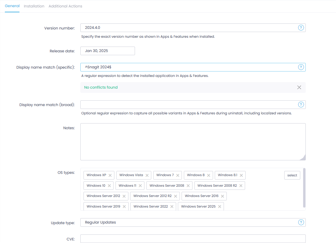 software_version_general Programs and Features