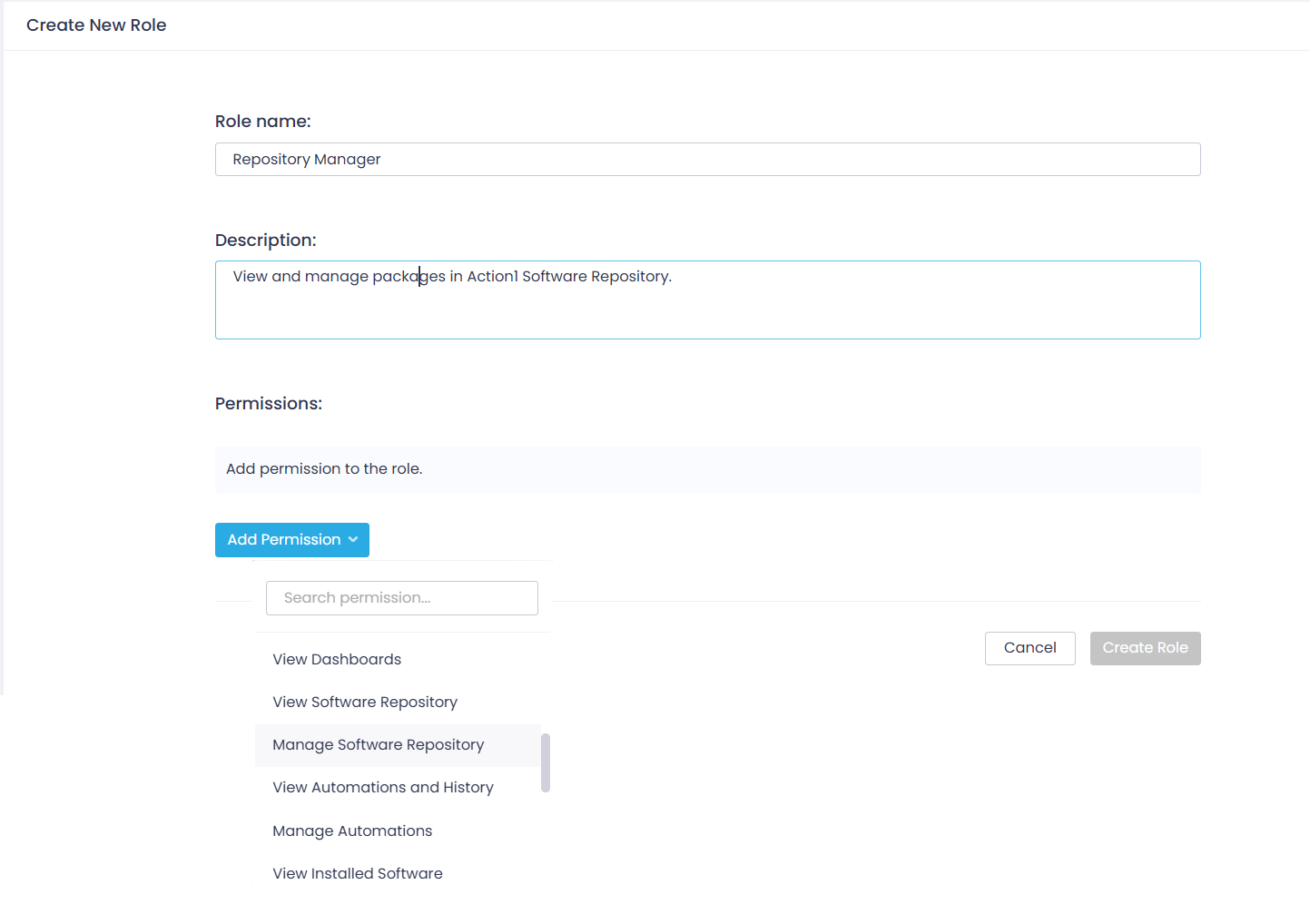 role_name Manage user access to Action1