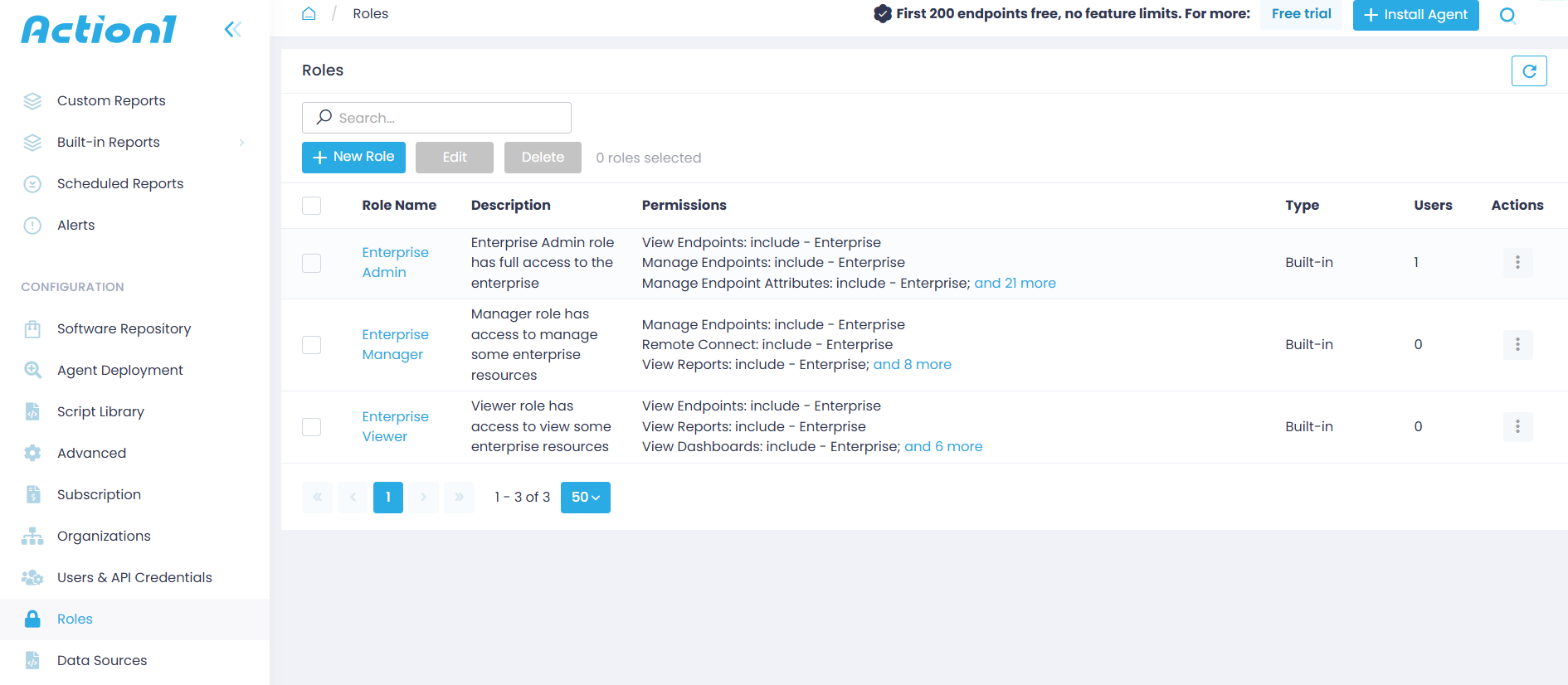 roles_view Manage user access to Action1