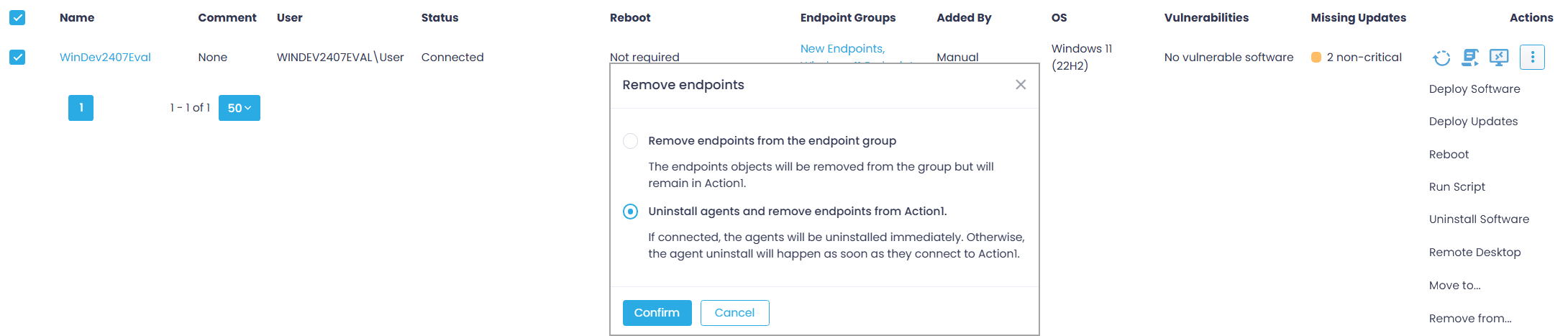remove-agent-new Action1 Agent Deployment