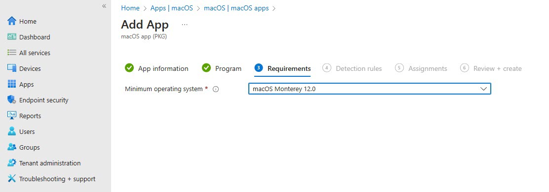 app_requirements Select Office apps.