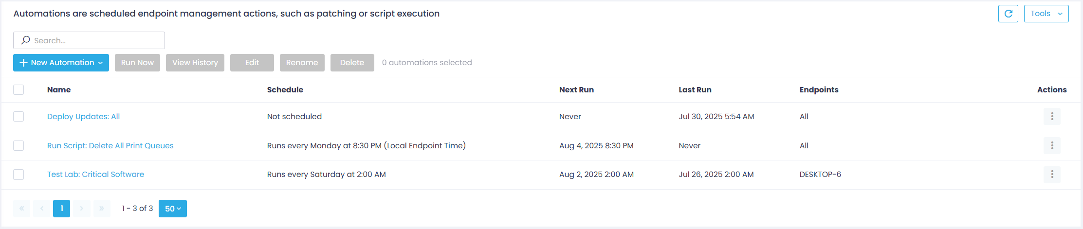 automations_view Endpoints view and General tab expanded
