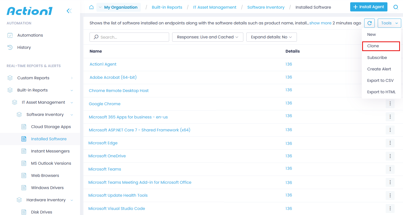 tools-clone-report Endpoints view and General tab expanded