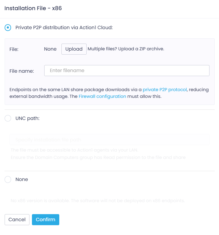 Installation-file-upload Creating a package for agent