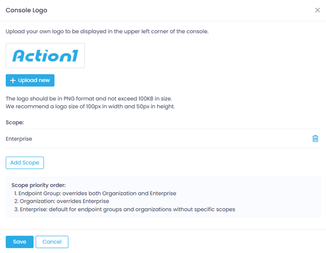 Branding-logo Endpoints view and General tab expanded