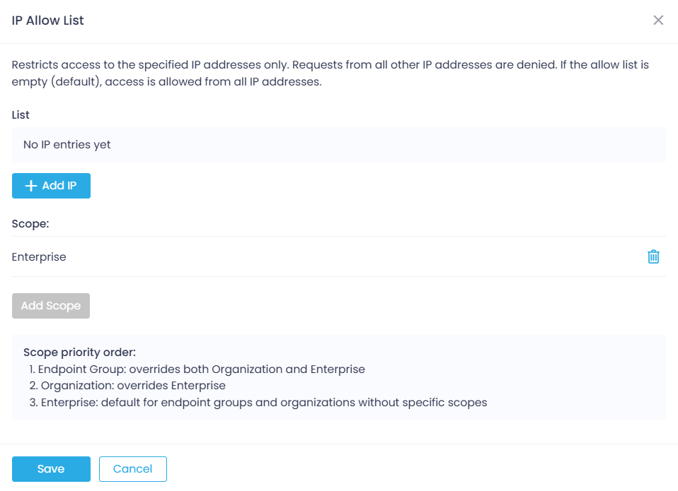 ip-allow-list IP Allow List allows you to restrict access to Action1.