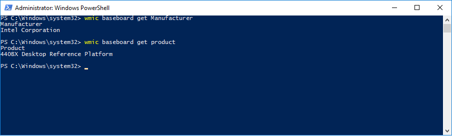 How to identify motherboard using command prompt