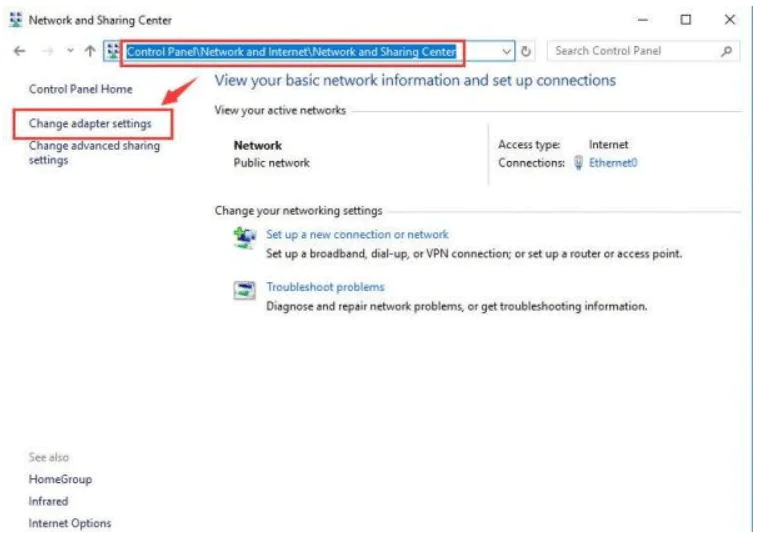 Step 15 Click on Change Adapter Settings