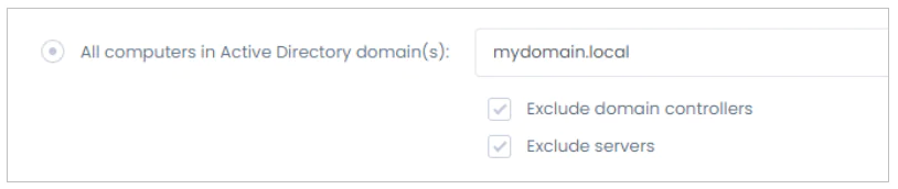 Enter AD domain in discovery settings