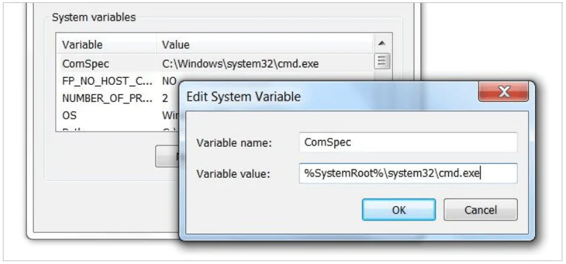 changing environment variables windows