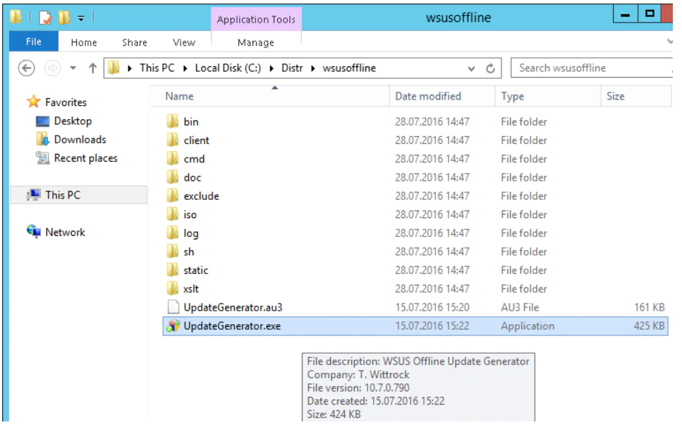 Step 1 to use WSUS Offline Update tool is to Run the UpdateGenerator