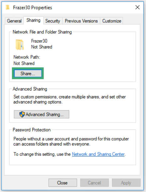 Open Sharing Tab