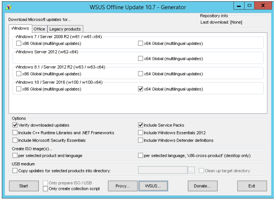 Step 1 to use WSUS Offline Update tool is to Select the version of Windows
