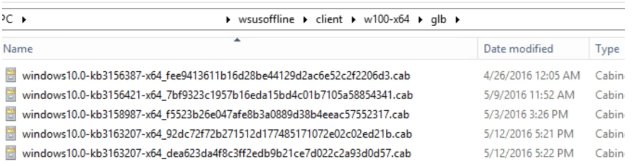 WSUS Offline Update tool. Update files directory