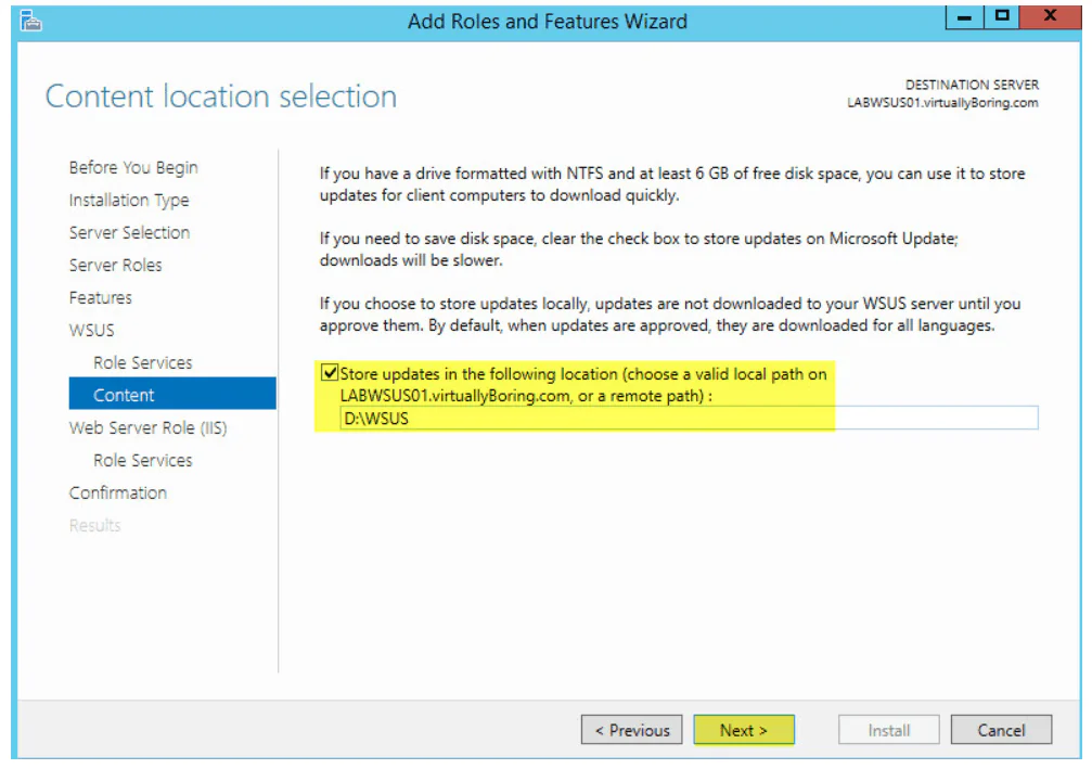 Install WSUS. add path location