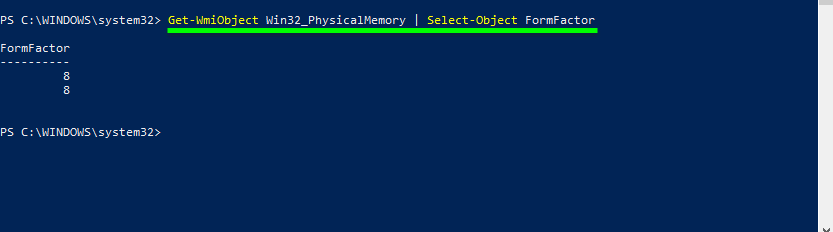 form factor of installed memory modules