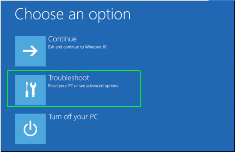 Start troubleshoot