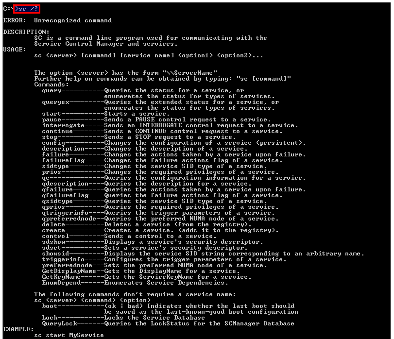 Remote Control of Services Using SC, Psservice.exe, MMC. Option 1 SC command