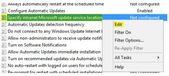 Specify intranet Microsoft update service location