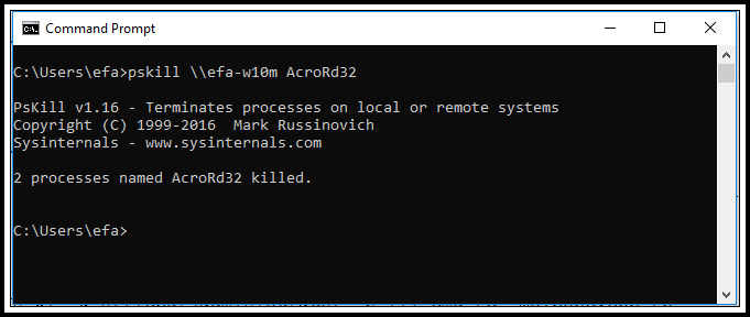 The last step to kill process remotely is to use pskill command