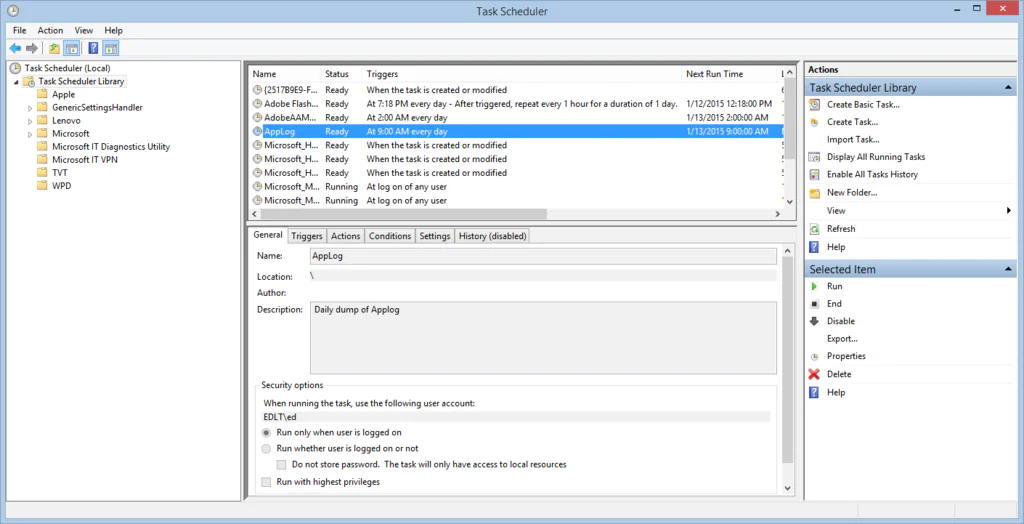 Step 2 to Create Scheduled Task Remotely is to Check Task Scheduler node