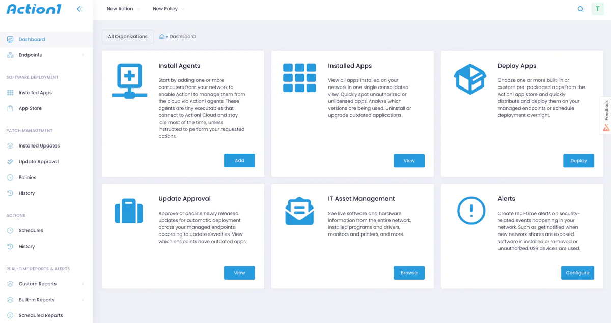 The Action1 dashboard