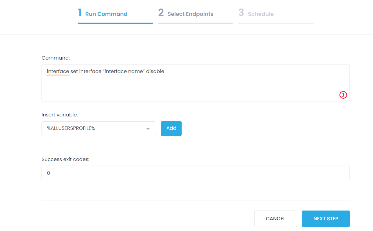 disable network adapter with Action1